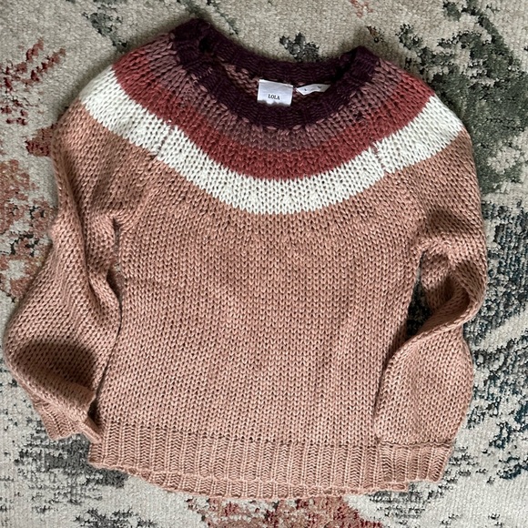 Lola Large Chunky Open Knit Scoop Neck Soft Acrylic Sweater Women’s Size Small - Picture 3 of 16